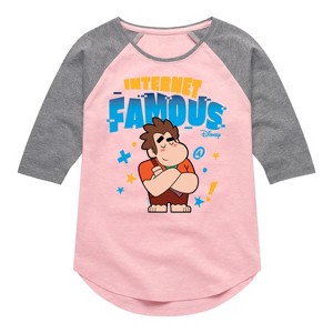 Girls' - Disney - Internet Famous Shirt Tail Raglan Graphic T-shirt - 1 of 2