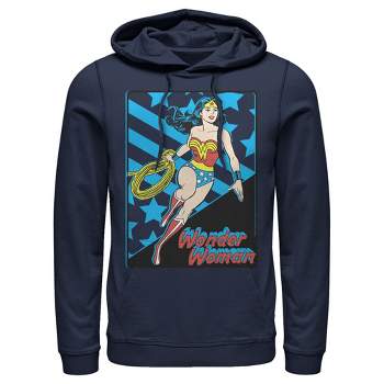 Men's DC Comics Wonder Woman Running Girl Power Text Poster Graphic Hoodie