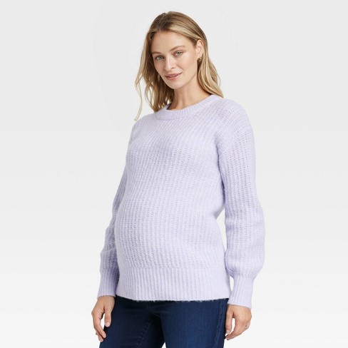 Cozy Statement Crew Neck Maternity Sweater - Isabel Maternity By