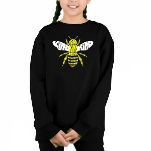 LA Pop Art Bee Kind - Girl's Word Art Crewneck Sweatshirt - 1 of 3