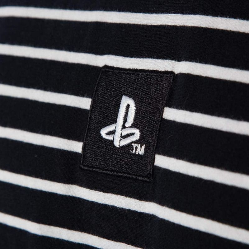 PlayStation Men's Embroiled Logo Striped Adult Short Sleeve T-Shirt, 3 of 4