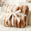 Cozy Bliss Faux Fur Plush Decorative Blanket, Cozy Warm Striped Throw Blanket - 4 of 4