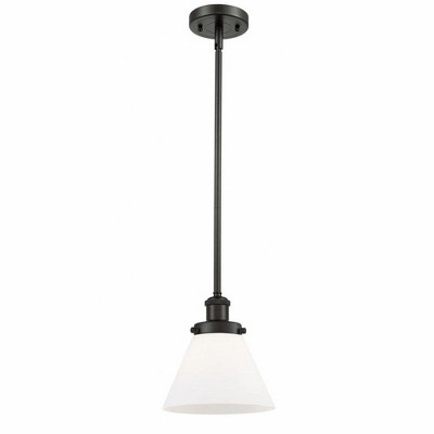 Cone - 1 Light Stem Hung Mini Pendant In Industrial Style-10 Inches Tall and 8 Inches Wide