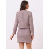 Allegra K Women's Plaid Tweed Outfits Open Front Short Blazer Jacket and Skirt Sets - 3 of 4