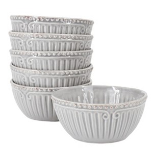 Gibson Modern Southern Home 6 Piece 6.5 Inch Stoneware Embossed Cereal Bowl Set in Grey - 1 of 4