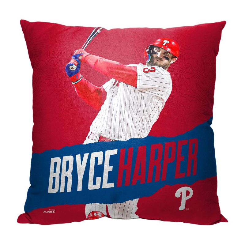 18&#34;x18&#34; MLB Philadelphia Phillies 23 Bryce Harper Player Printed Throw Decorative Pillow, 1 of 6