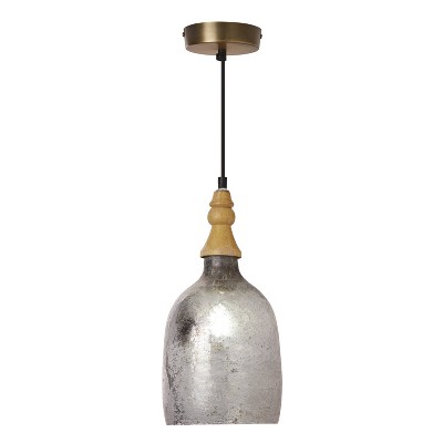 Coralie 19'' Etched Silver Glass Bell-Shaped Pendant Lamp