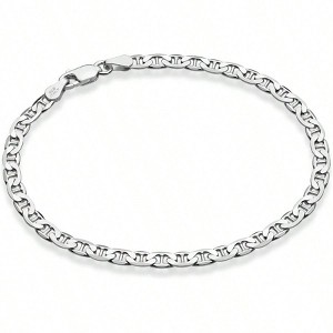Silver Mariner Chain Bracelet, 3mm/4mm, for Men Women - 1 of 4