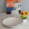 Jiallo 8.75" Simplicity Collection White Porcelain Gold Trim Freestyle Round Shape Tray - 2 of 4