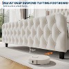 Homhougo 51" Tall Queen Size Bed Frame with Deep Button Tufted Wingback Headboard and Footboard Velvet Upholstered Platform Bed Frame Cream - 4 of 4