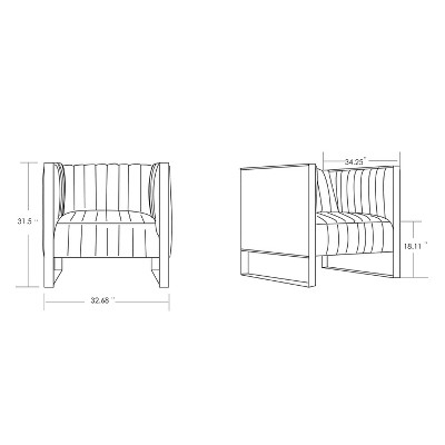 Set of 2 Black Velvet Barrel Accent Chairs with Metal Frame