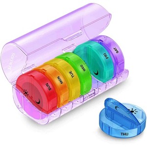 Sukuos 7-Day 2x Pill Organizer, Large Daily Pill Cases for Pills, Vitamins, Fish Oil & Supplements - 1 of 4