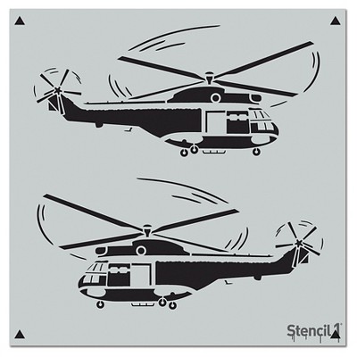 Stencil1 Helicopters Repeating - Wall Stencil 11" x 11"