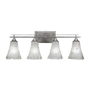 Toltec Lighting Uptowne 4 - Light Vanity in  Aged Silver with 5.5" Fluted Frosted Crystal Shade - 1 of 1