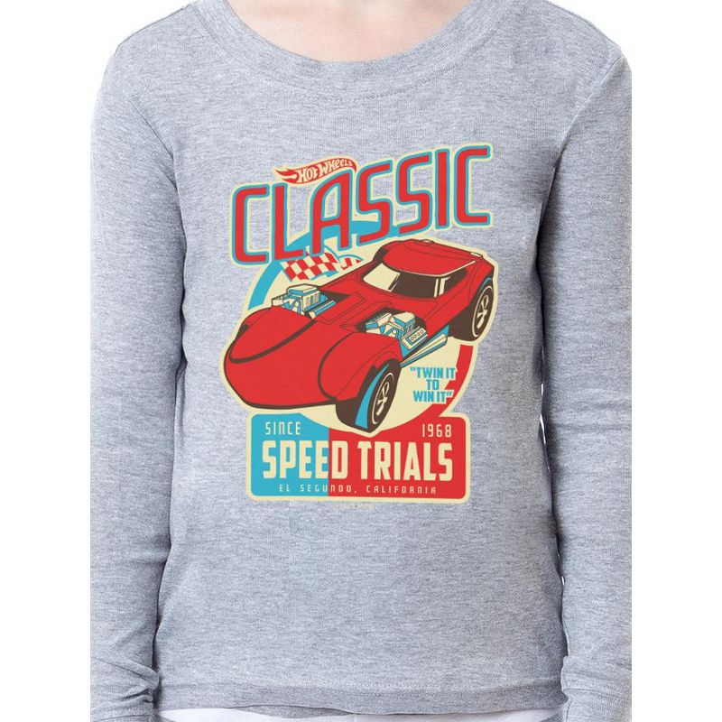 Hot Wheels Boys' Classic Speed Trials Car Child 2 Piece Sleep Pajama Set Grey, 3 of 5