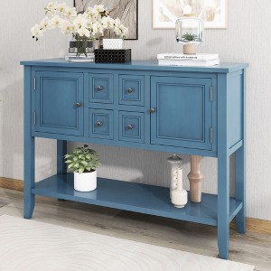 NicBex 4 Drawers Console Table with 2 Large Cabinets and Bottom Shelf,Entryway Table with Storage Space,Modern Couch Table for Living Room,Light Navy - 1 of 4