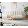 Okak Corduroy Fabric Couch Loveseat Sleeper Sofa, Convertible 2 seater Sofa Bed with wooden legs for Small Apartments, living Room, White - 2 of 4