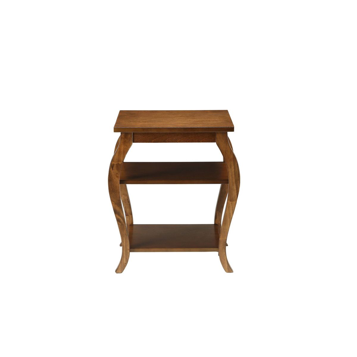 18" Becci Accent Table Walnut Finish - Acme Furniture: Square Design, Wood Veneer Top, Open Shelf Storage - thumbnail 4
