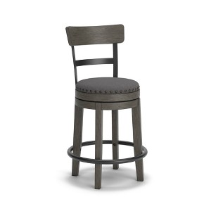 Caitbrook Counter Height Barstool Gray - Signature Design by Ashley: Polyester Upholstery, Nailhead Trim, Swivel Seat - 1 of 4