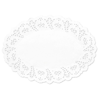 Juvale 300 Piece White Disposable Oval Paper Doilies Lace for Art & Craft Pastry Decorations, 10,5 x 5 in