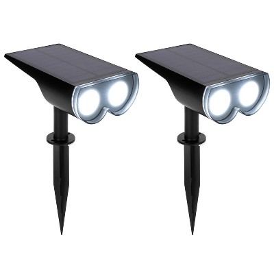 Techko Maid 2pk Outdoor Solar Spotlight with Wall Mount and Ground Stake Matte Black