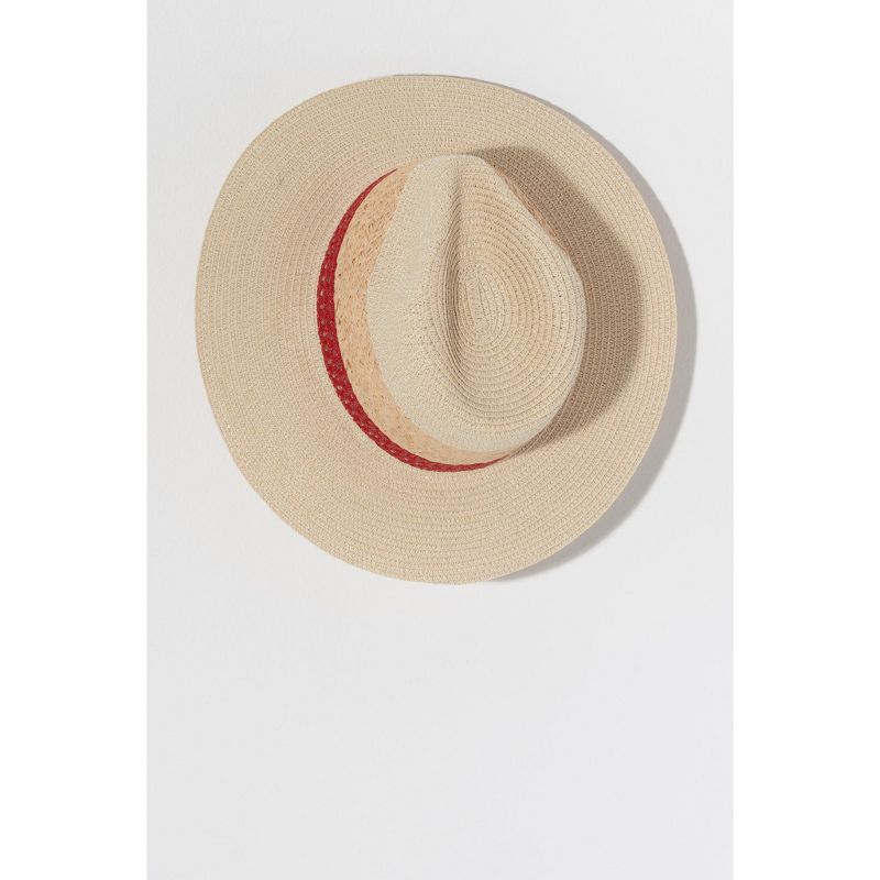 Shiraleah Natural Alba Sun Hat with Red Trim, 3 of 4