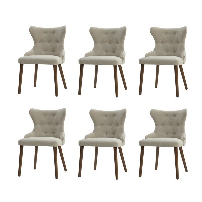 Lidia Mid-century Modern Wingback Dining Chair with Solid Wood Legs Set of 6|ARTFUL LIVING DESIGN