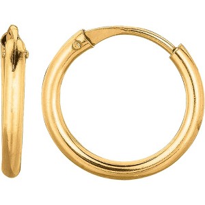 14k Yellow Gold, White Gold or Rose Gold 10mm Endless Huggie Hoop Earrings - 1 of 3