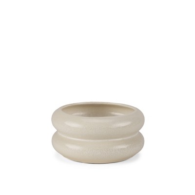 HomeRoots 4" Cream Cylinder Ceramic Table Vase