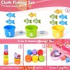 20-Piece Pink Cloth Fishing Game with Stacking Cups, Color Sorting Montessori Toy for Toddlers - 4 of 4
