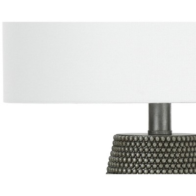 24" Gray Resin Table Lamp with Ivory Fabric Shade