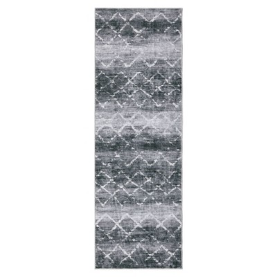 Washable Modern Abstract Rug Non Slip Low Pile Rug Soft Contemporary Throw Floor Cover Foldable Indoor Carpet for Living Room Bedroom,Grey/2'x6'