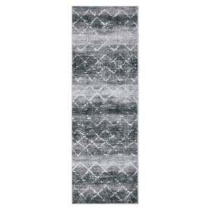 Washable Modern Abstract Rug Non Slip Low Pile Rug Soft Contemporary Throw Floor Cover Foldable Indoor Carpet for Living Room Bedroom,Grey/2'x6' - 1 of 4