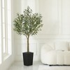 DR.Planzen 5-8FT Adjustable Artificial Olive Tree - UV Resistant Fake Plant in 15.7-22.7" Tall Planter (B/W/Coffee) for Indoor/Outdoor - 4 of 4