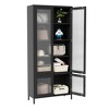 VYNXARIA Large Metal Storage Cabinet Display Cabinet with 4 Glass Doors 5 Shelves Side Cabinet Bookcase Freestanding Cabinet£¬Black - 4 of 4