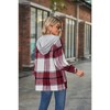 Women Long Sleeve Hooded Shirts Plaid Button Down Shirt Jacket - 4 of 4