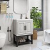 Bathroom Vanity With Ceramic Sink And Hot And Cold Faucet,Freestanding Bathroom Storage Cabinet With 2 Doors And Open Iron Shelf-Maison Boucle - 3 of 4