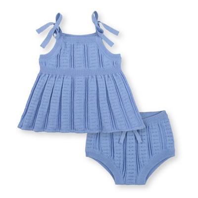 Image of Hope & Henry Baby Swing Tank Sweater Set (Cornflower Blue Pointelle Set, 0-3 Months)