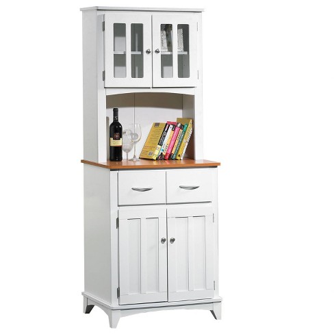 Home Source Industries Brook Contemporary/Modern White and Cherry Kitchen  Hutch in the Dining & Kitchen Storage department at