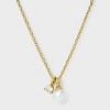 14K Gold Plated Cubic Zirconia Pearl Charm Pendant Necklace - A New Day™ Gold - 2 of 4