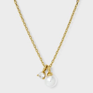 14K Gold Plated Cubic Zirconia Pearl Charm Pendant Necklace - A New Day™ Gold - 1 of 4