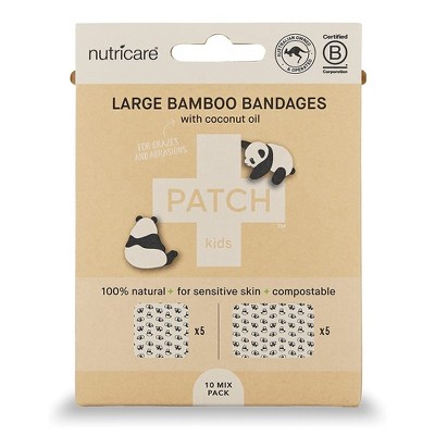 Patch Kids Adhesive Bandages With Coconut Oil, Panda Design, 10
