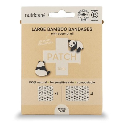 Patch Kids Adhesive Bandages with Coconut Oil, Panda Design, 10 Count, 5 Packs, 50 Total