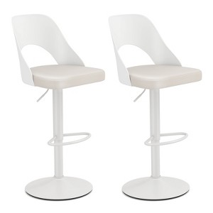 Tangkula Bar Stools Set of 2 w/Enlarged PU Leather Seat Footrest Swivel Bar Chairs - 1 of 4
