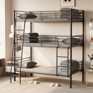 QingMoon Heavy Duty Triple Bunk Bed, Duty Steel can be disassembled Triple Bunk, w/ Ladder, No Box Spring Needed, Easy Assembly - 1 of 4