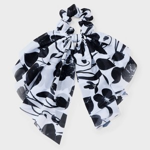 Floral Tail Bow Hair Twister - A New Day™ Black/White - 1 of 3