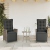vidaXL 3 Piece Bistro Set with Cushions Gray Poly Rattan - 3 of 4
