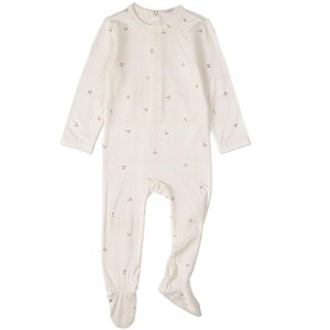 MiniMoi Baby "Berry Sweet" Modal Blend Tonal Plaid Footie - 1 of 4