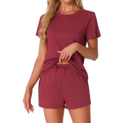 INSPIRE CHIC Womens Pajama Sets 2 Piece Lounge Set Short Sleeve Top and Shorts Soft Pj Set Loungewear Sets Comfy Sleep Sets