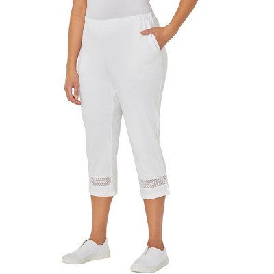 Catherines Women's Plus Size Suprema Crochet Trim Capri
